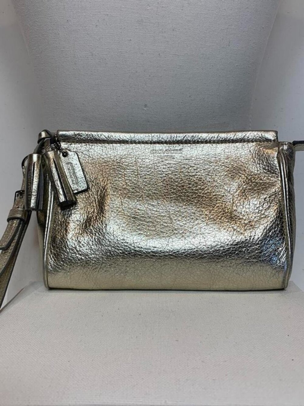 Coach Metallic gold leather wristlet